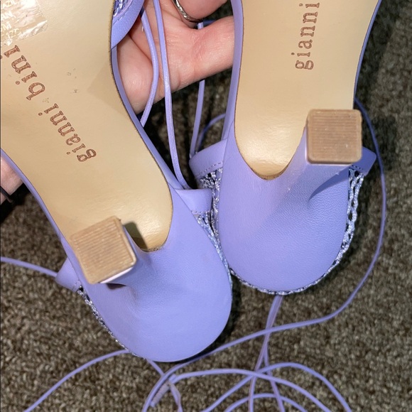 Gianni Bini Reagan Mesh/Leather Ankle Wrap Lavender Strappy Heel Woman Size 6.5M - Picture 10 of 10
